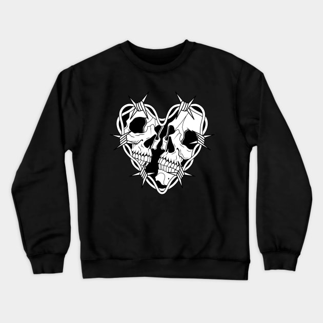 Skulls with barbed wire heart Crewneck Sweatshirt by Smurnov